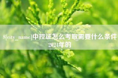 南京中控证怎么考取需要什么条件2024年的